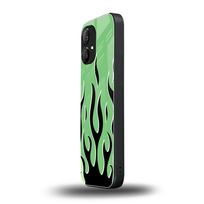 Y2K Retro Green Flames nothing phone 1 mobile cover | shockproof glass phone case