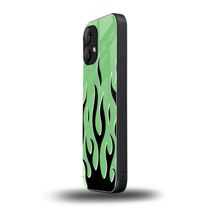 Y2K Retro Green Flames nothing phone 2 mobile cover | shockproof glass phone case