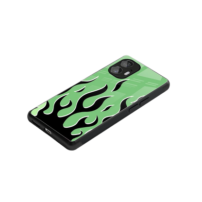 Y2K Retro Green Flames stylish phone case for nothing phone 2 | glossy glass and slim fit