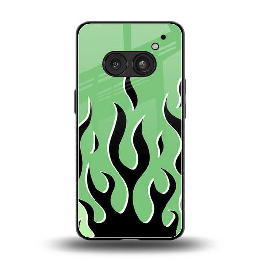 Y2K Retro Green Flames back phone cover | glass case for nothing phone 2a