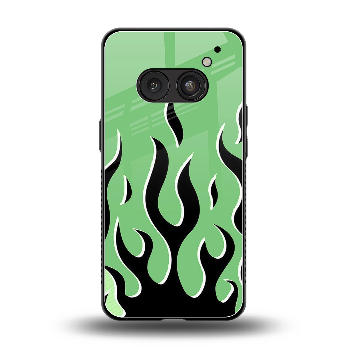Y2K Retro Green Flames back phone cover | glass case for nothing phone 2a plus