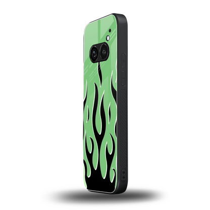 Y2K Retro Green Flames nothing phone 2a plus mobile cover | shockproof glass phone case