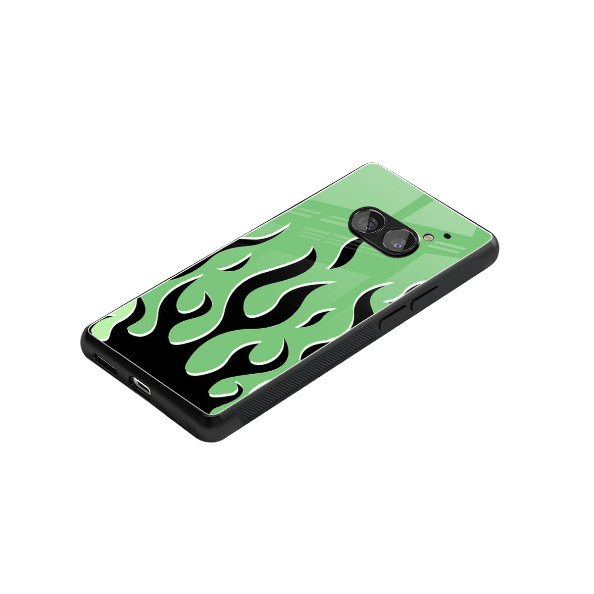 Y2K Retro Green Flames stylish phone case for nothing phone 2a plus | glossy glass and slim fit
