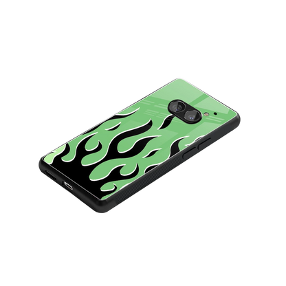Y2K Retro Green Flames stylish phone case for nothing phone 2a plus | glossy glass and slim fit