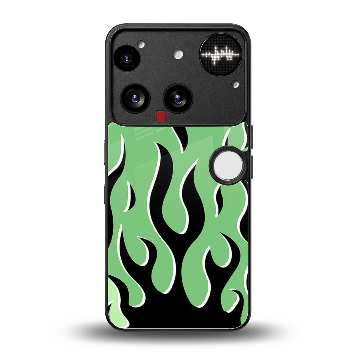 Y2K Retro Green Flames back phone cover | glass case for nothing phone 3