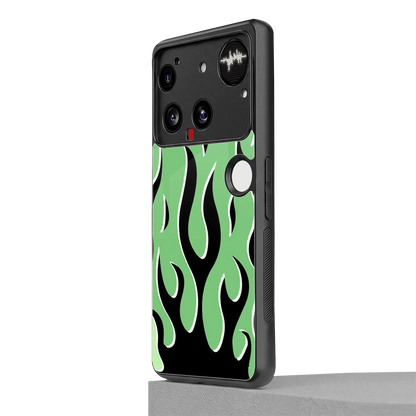 Y2K Retro Green Flames nothing phone 3 mobile cover | shockproof glass phone case