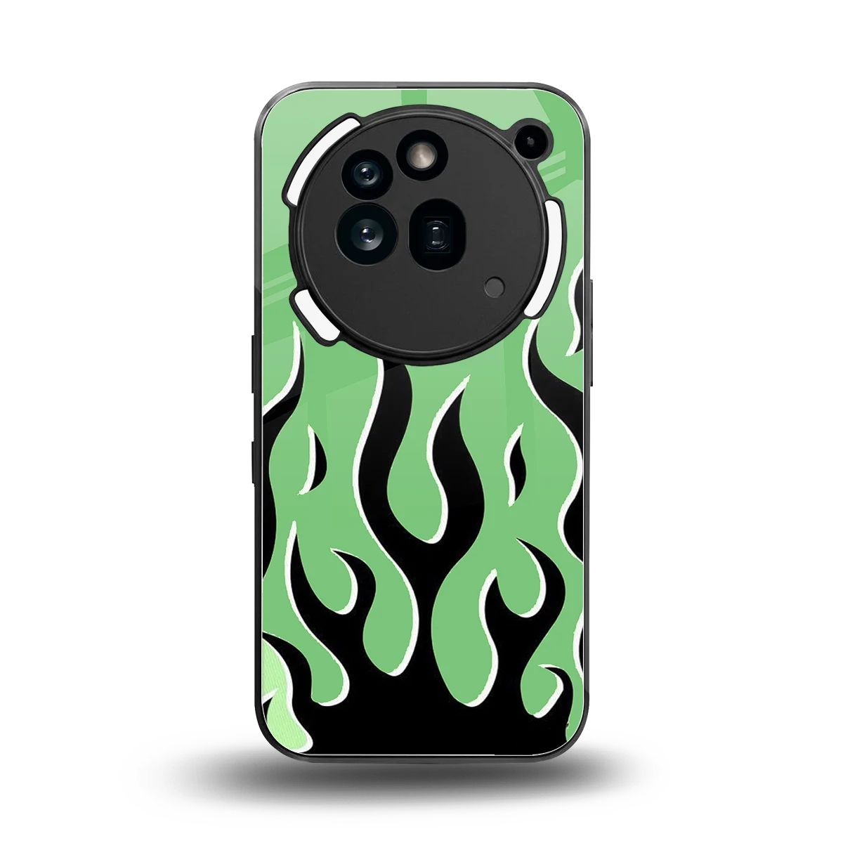 Y2K Retro Green Flames back phone cover | glass case for nothing phone 3a pro