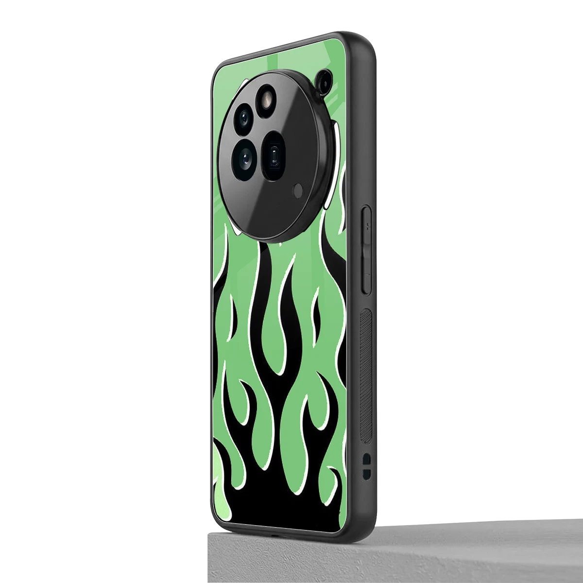 Y2K Retro Green Flames nothing phone 3a pro mobile cover | shockproof glass phone case