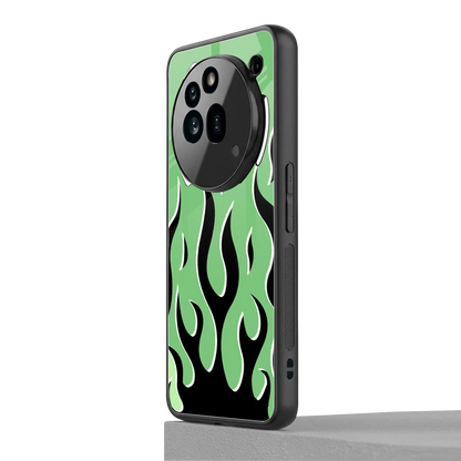 Y2K Retro Green Flames nothing phone 3a pro mobile cover | shockproof glass phone case