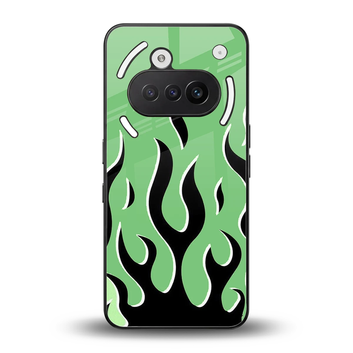Y2K Retro Green Flames back phone cover | glass case for nothing phone 3a