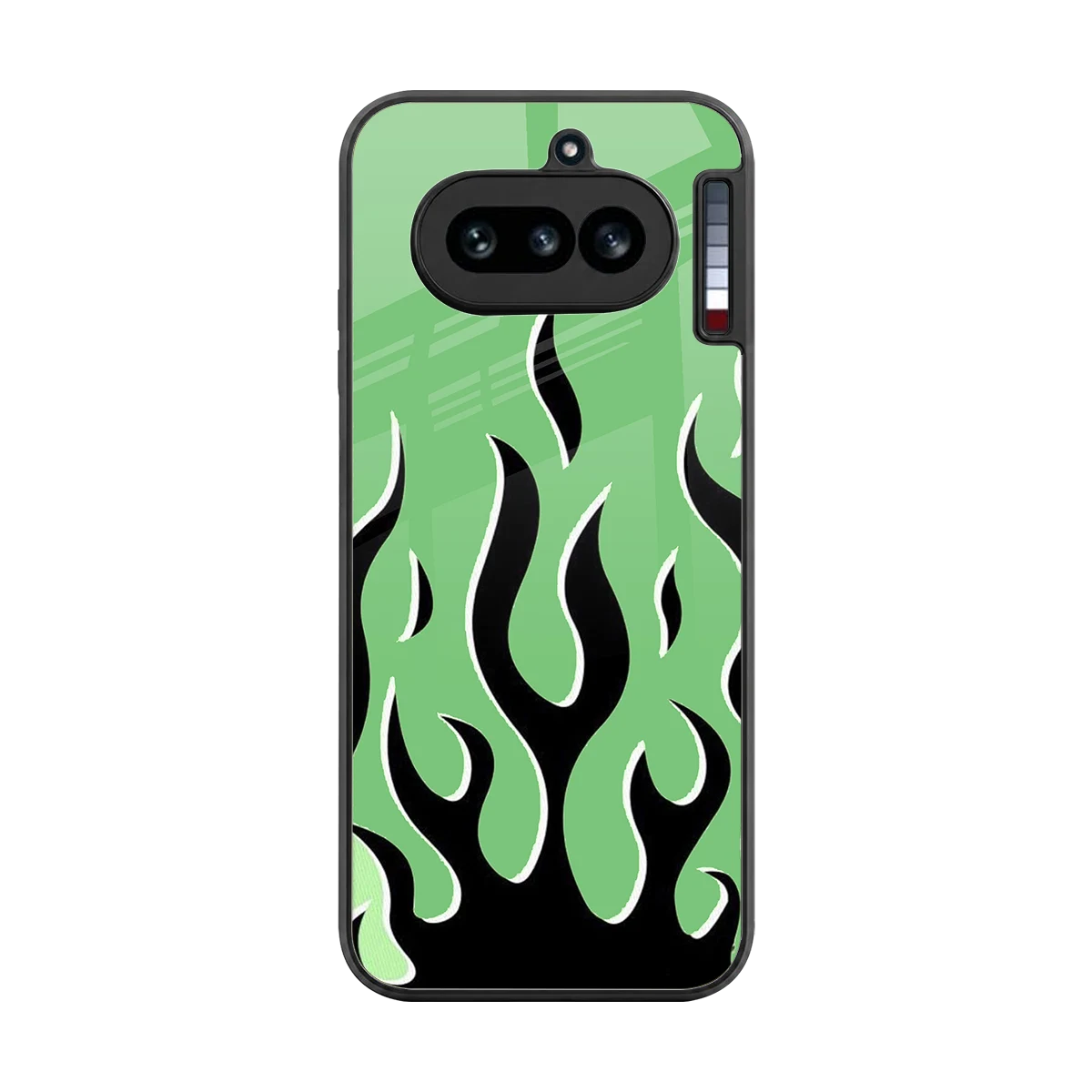 Y2K Retro Green Flames back phone cover | glass case for nothing phone 4a