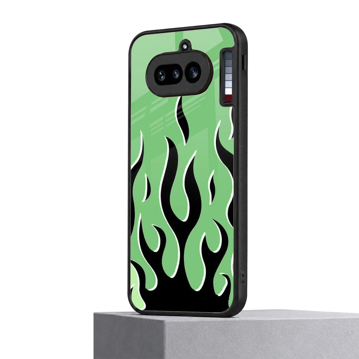 Y2K Retro Green Flames nothing phone 4a mobile cover | shockproof glass phone case