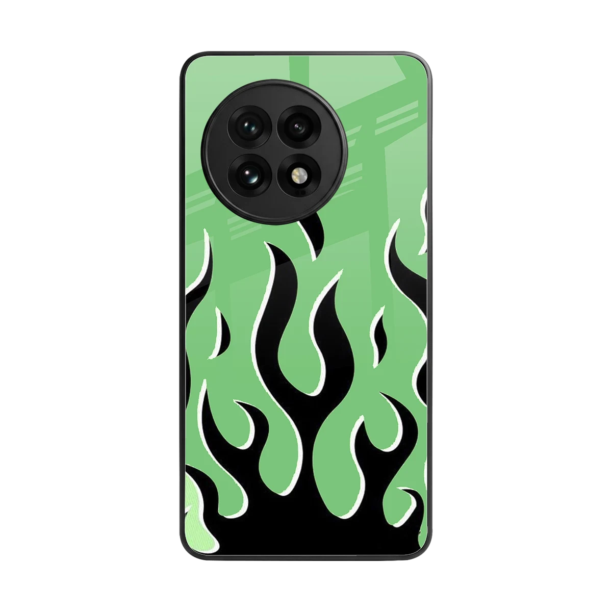 Y2K Retro Green Flames back phone cover | glass case for oneplus 13r