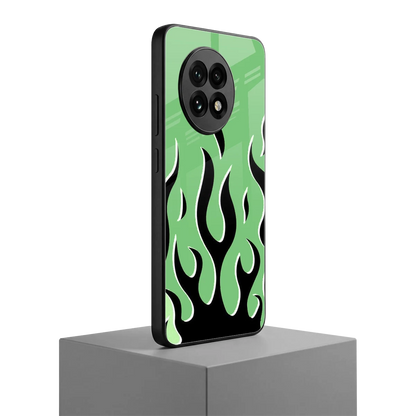 Y2K Retro Green Flames oneplus 13r mobile cover | shockproof glass phone case