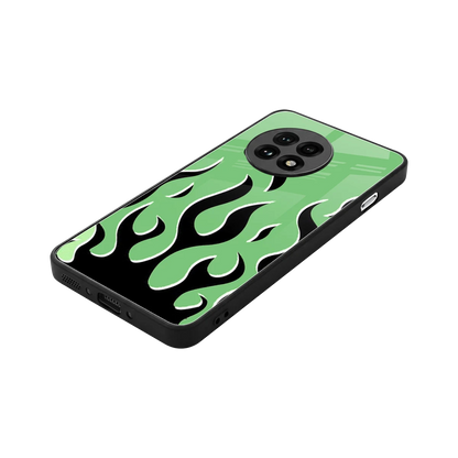 Y2K Retro Green Flames stylish phone case for oneplus 13r | glossy glass and slim fit