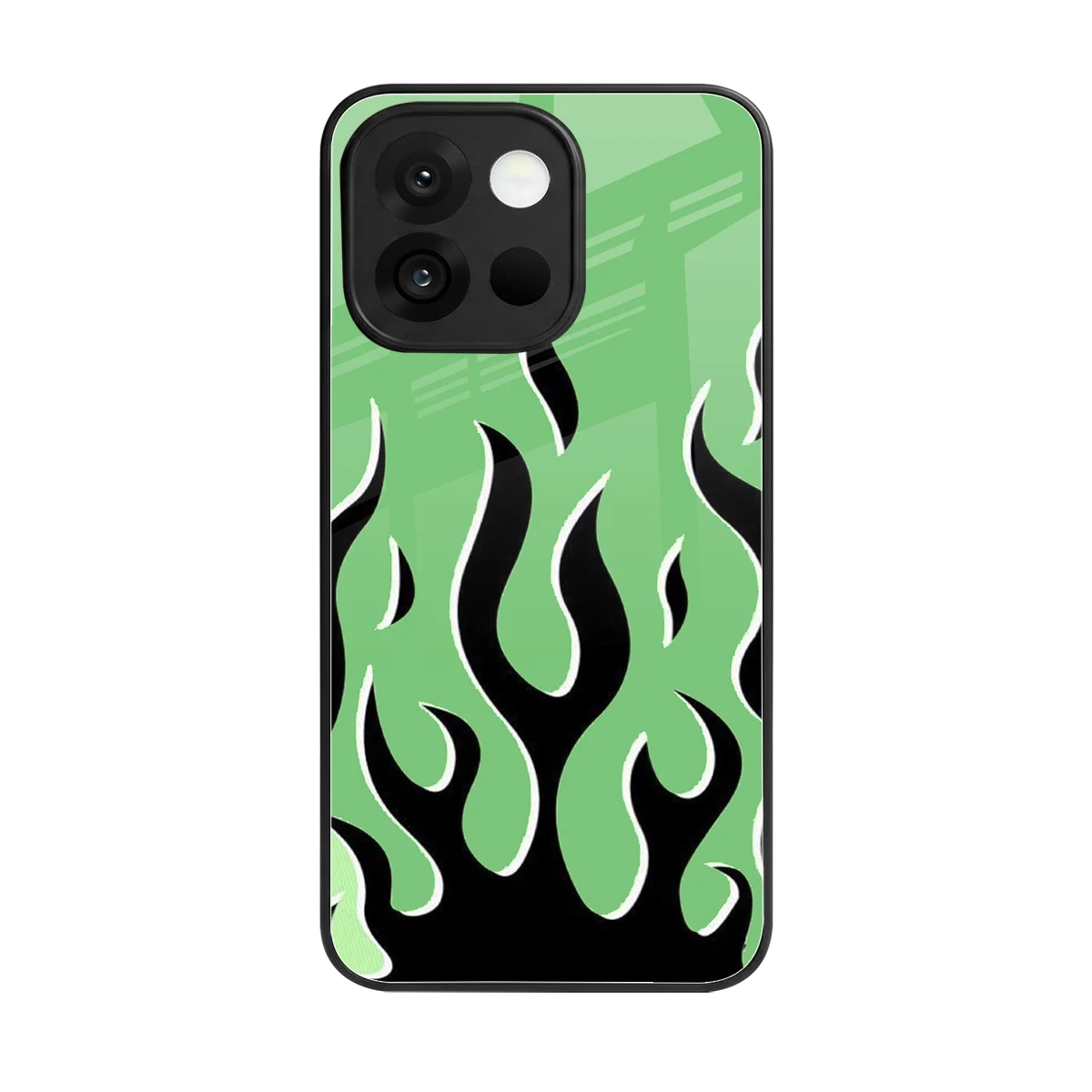 Y2K Retro Green Flames back phone cover | glass case for oneplus 13s