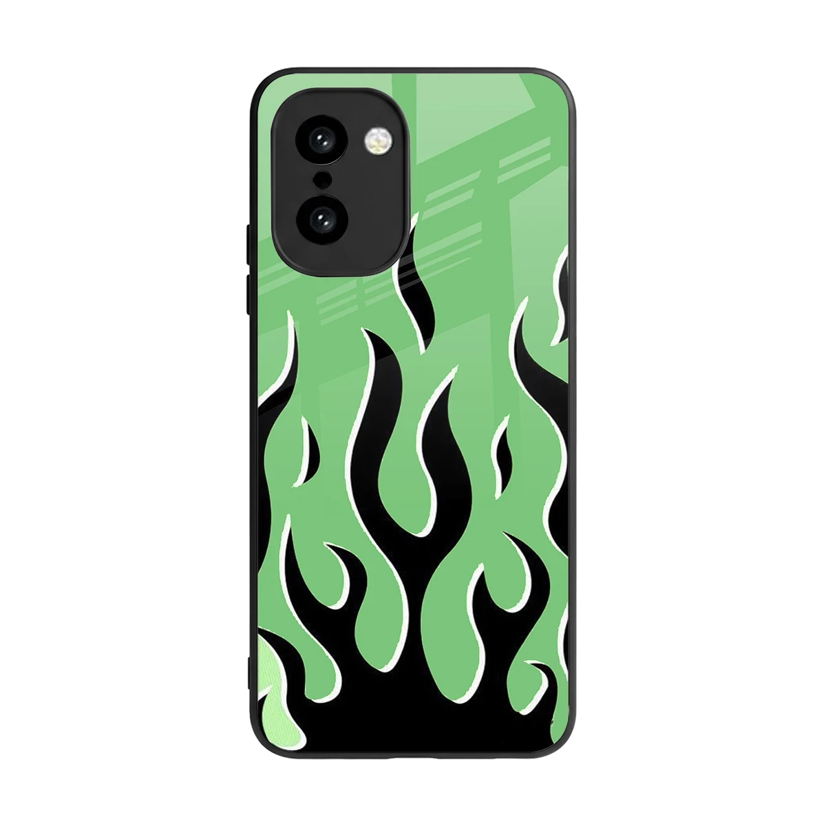 Y2K Retro Green Flames back phone cover | glass case for oneplus 15r
