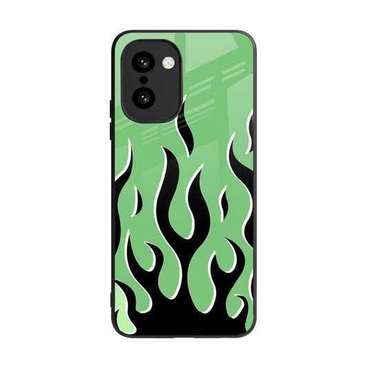 Y2K Retro Green Flames back phone cover | glass case for oneplus 15r
