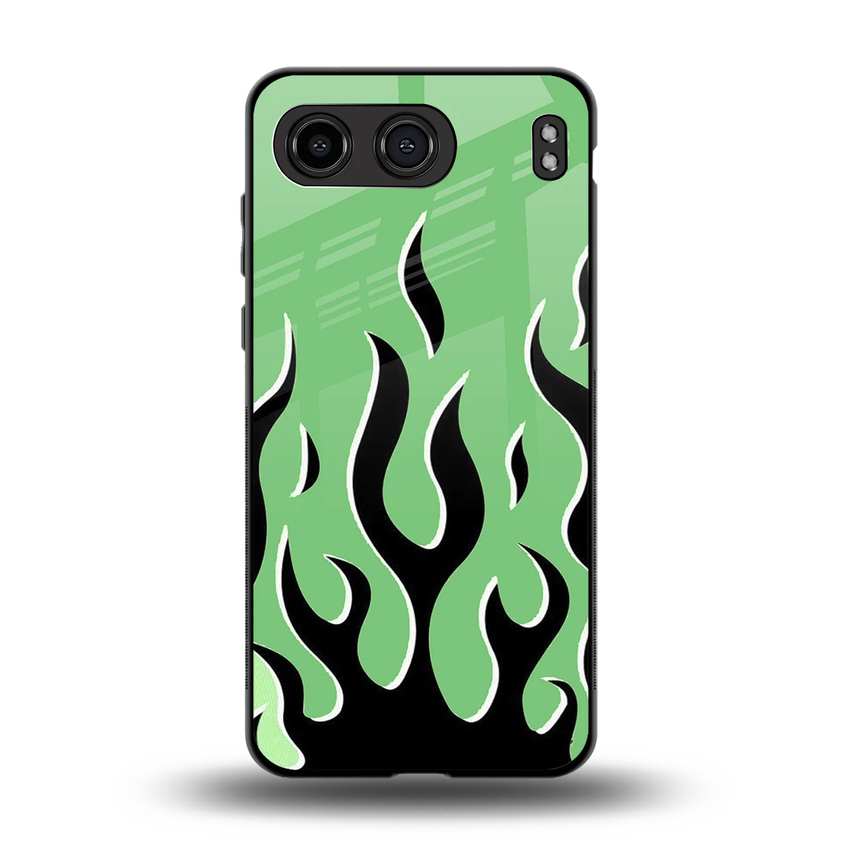 Y2K Retro Green Flames back phone cover | glass case for oneplus nord 4