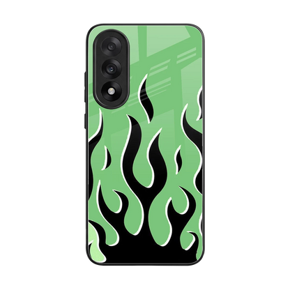 Y2K Retro Green Flames back phone cover | glass case for oneplus nord 5