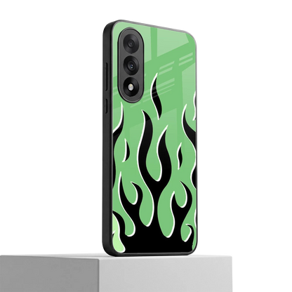 Y2K Retro Green Flames oneplus nord 5 mobile cover | shockproof glass phone case