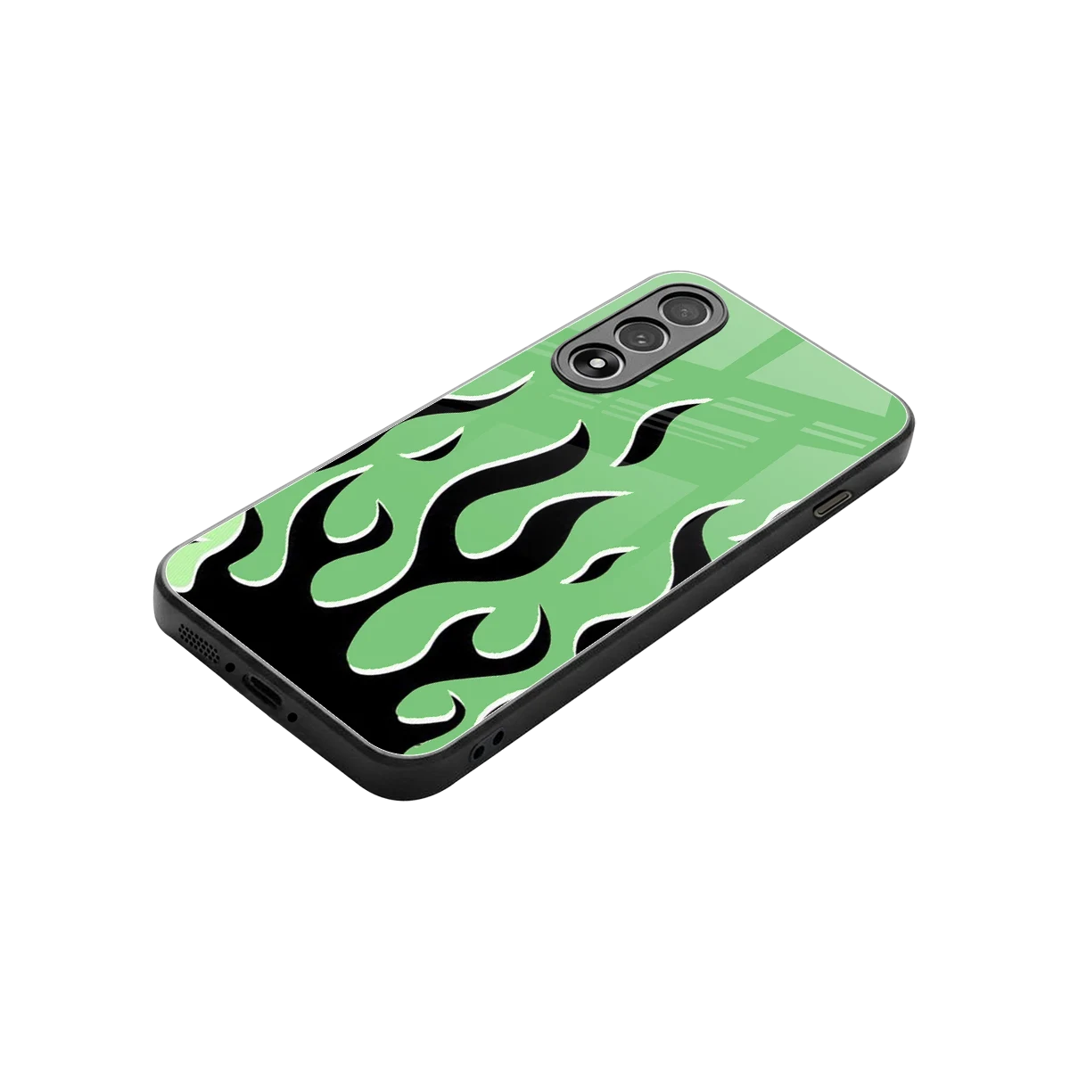 Y2K Retro Green Flames stylish phone case for oneplus nord 5 | glossy glass and slim fit