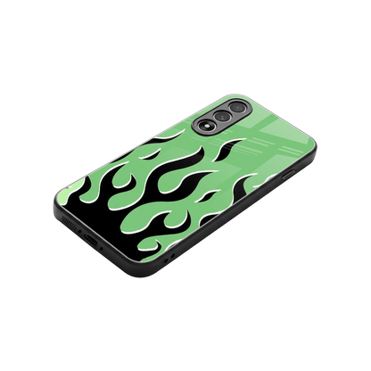 Y2K Retro Green Flames stylish phone case for oneplus nord 5 | glossy glass and slim fit