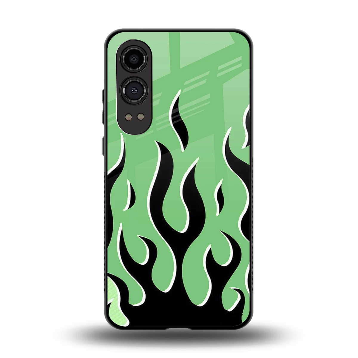 Y2K Retro Green Flames back phone cover | glass case for oneplus nord ce 4 lite