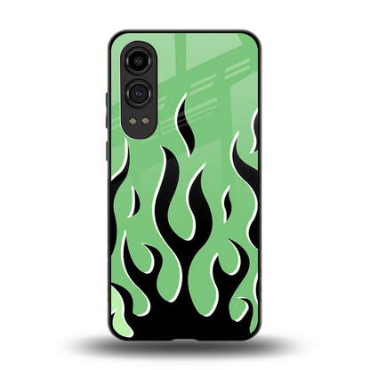 Y2K Retro Green Flames back phone cover | glass case for oneplus nord ce 4 lite