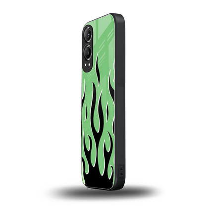Y2K Retro Green Flames oneplus nord ce 4 lite mobile cover | shockproof glass phone case