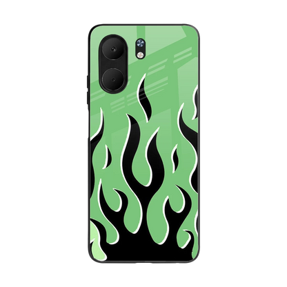 Y2K Retro Green Flames back phone cover | glass case for oppo a5x 5g