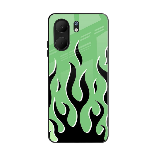 Y2K Retro Green Flames back phone cover | glass case for oppo a5x 5g
