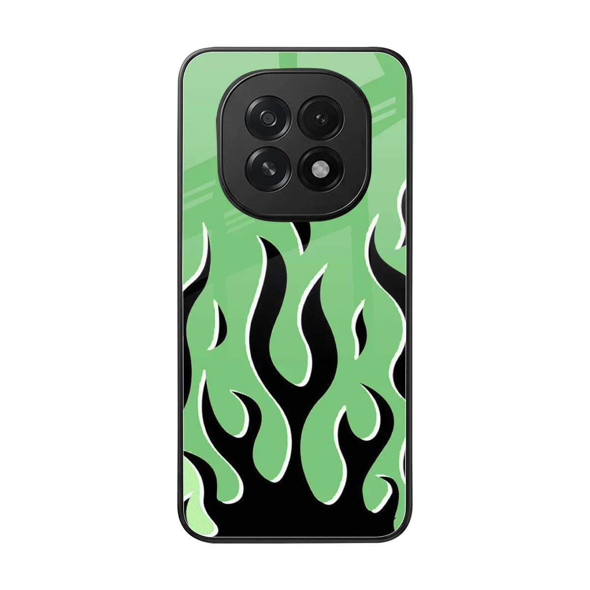 Y2K Retro Green Flames back phone cover | glass case for oppo f29 5g