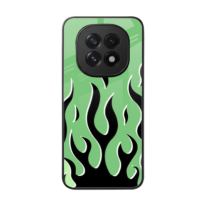 Y2K Retro Green Flames back phone cover | glass case for oppo f29 5g