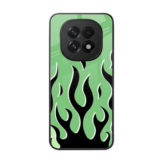 Y2K Retro Green Flames back phone cover | glass case for oppo f29 5g