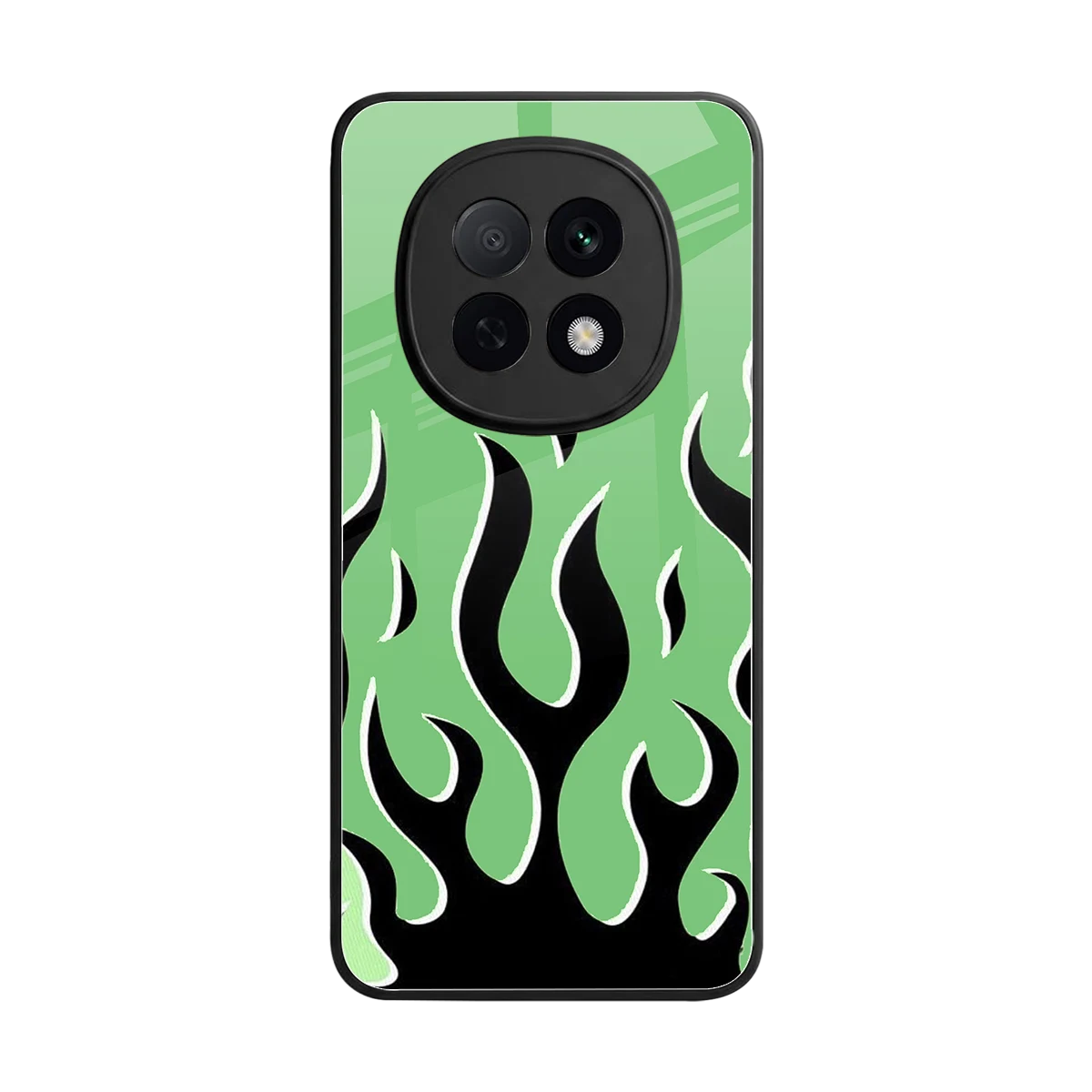 Y2K Retro Green Flames back phone cover | glass case for oppo f29 pro 5g