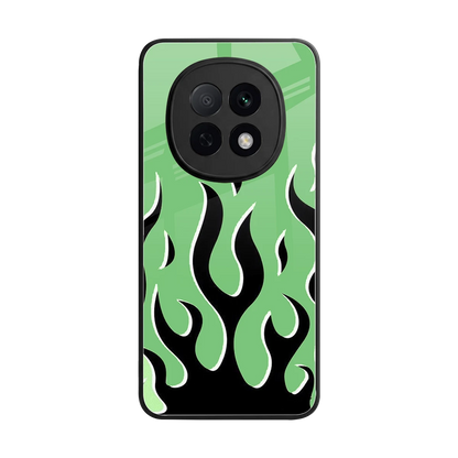 Y2K Retro Green Flames back phone cover | glass case for oppo f29 pro 5g