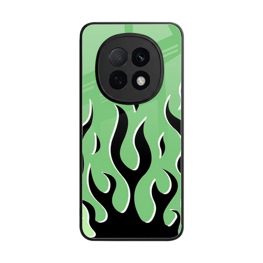 Y2K Retro Green Flames back phone cover | glass case for oppo f29 pro 5g