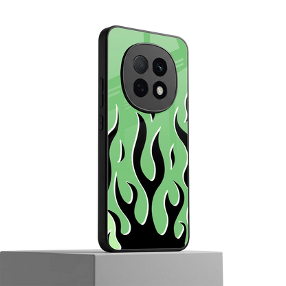Y2K Retro Green Flames oppo f29 pro 5g mobile cover | shockproof glass phone case