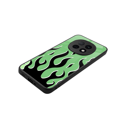 Y2K Retro Green Flames stylish phone case for oppo f29 pro 5g | glossy glass and slim fit