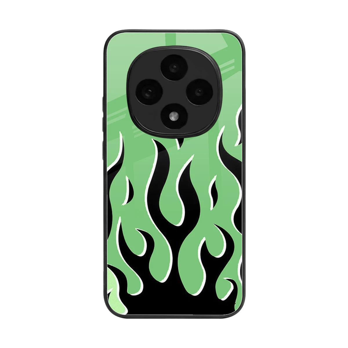 Y2K Retro Green Flames back phone cover | glass case for oppo f31 pro 5g