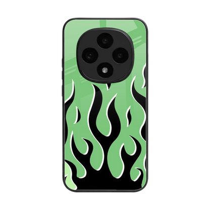 Y2K Retro Green Flames back phone cover | glass case for oppo f31 pro 5g