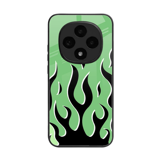 Y2K Retro Green Flames back phone cover | glass case for oppo f31 pro 5g