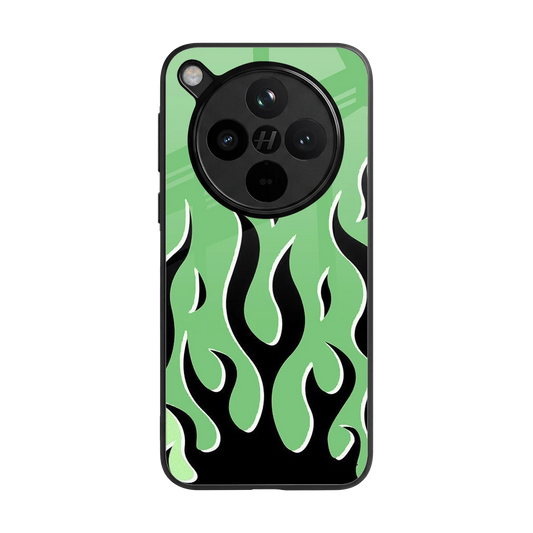 Y2K Retro Green Flames back phone cover | glass case for oppo find x8