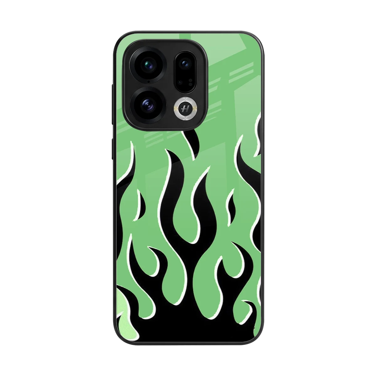Y2K Retro Green Flames back phone cover | glass case for oppo find x9