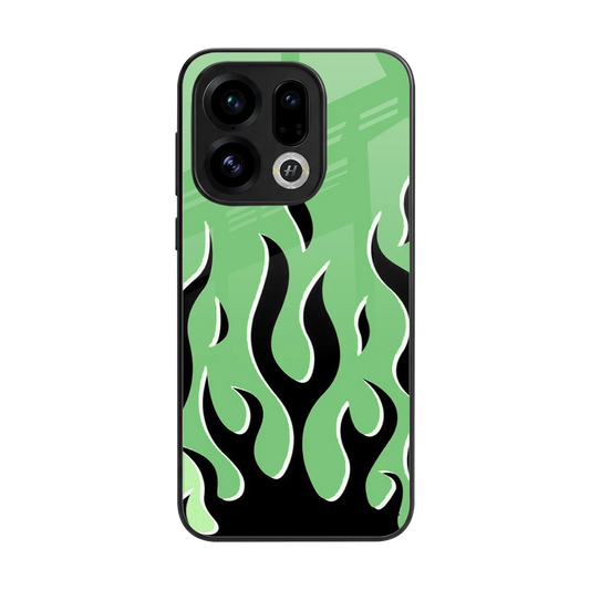 Y2K Retro Green Flames back phone cover | glass case for oppo find x9