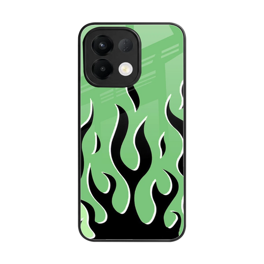 Y2K Retro Green Flames back phone cover | glass case for oppo k13 5g