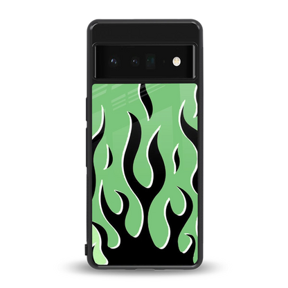 Y2K Retro Green Flames back phone cover | glass case for google pixel 6 pro