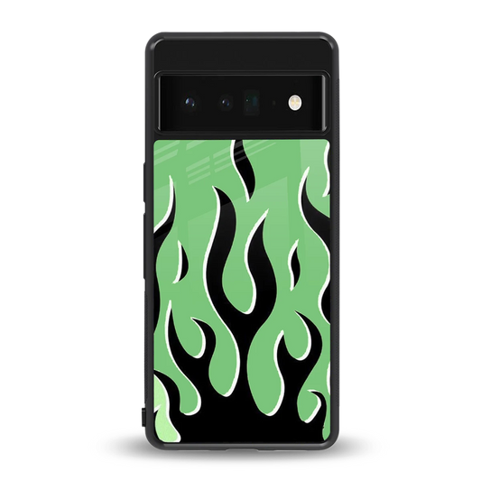 Y2K Retro Green Flames back phone cover | glass case for google pixel 6 pro