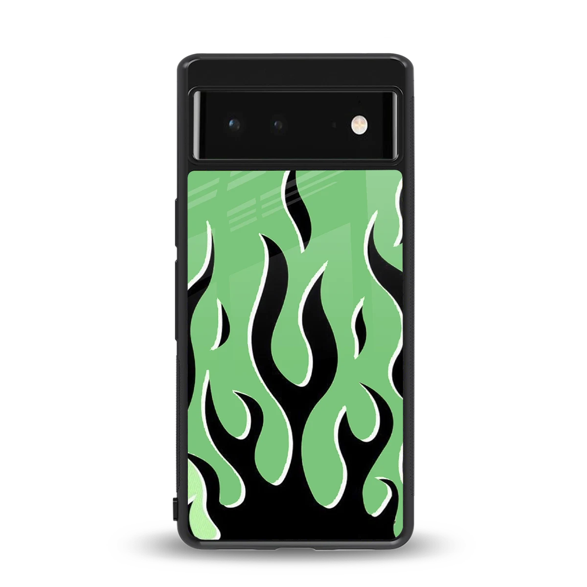 Y2K Retro Green Flames back phone cover | glass case for google pixel 6